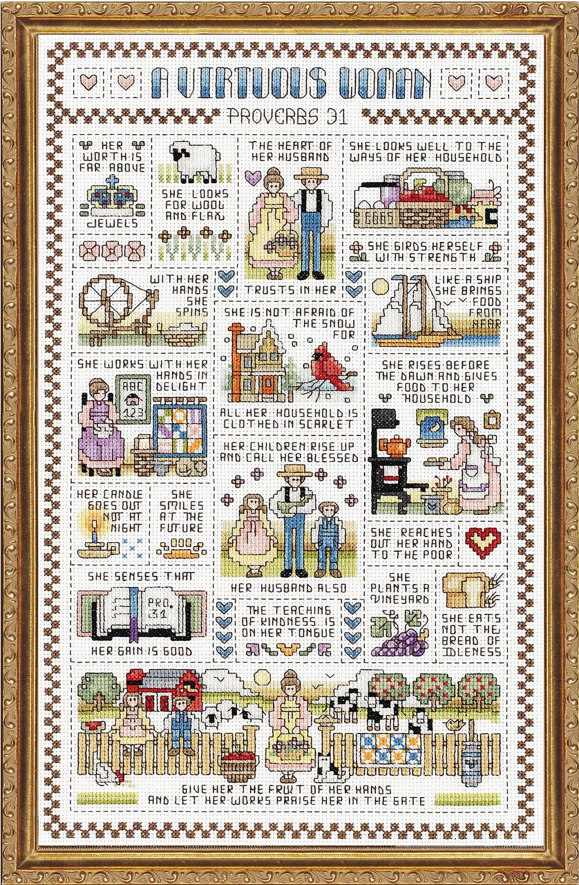Counted Cross Stitch Kit 9.25"X15.25", A Virtuous Woman (14 Count)